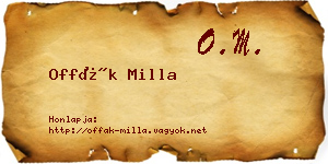Offák Milla névjegykártya